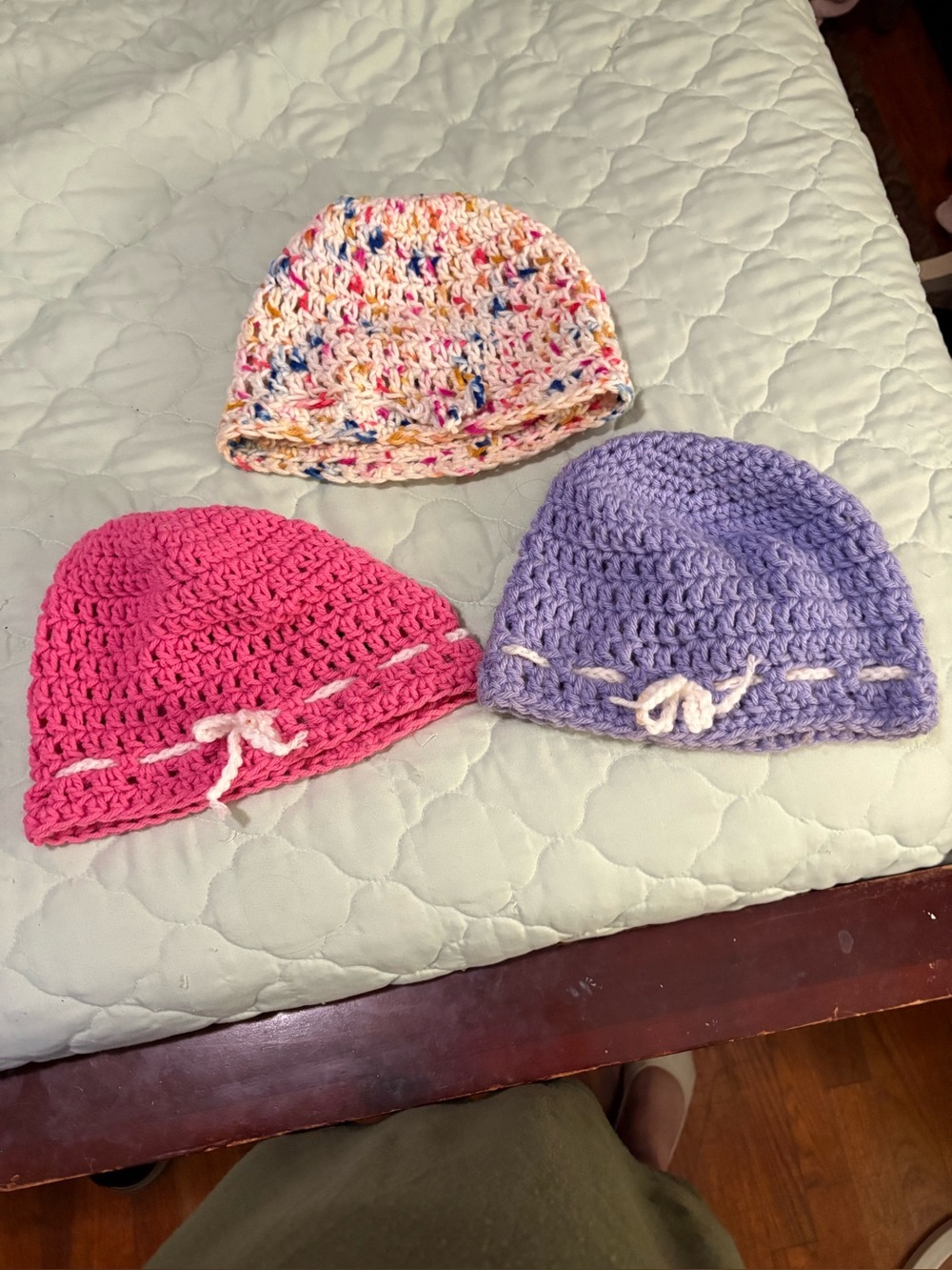Women’s Handmade Crocheted Beanies – Pink, Lavender, Multicolor.